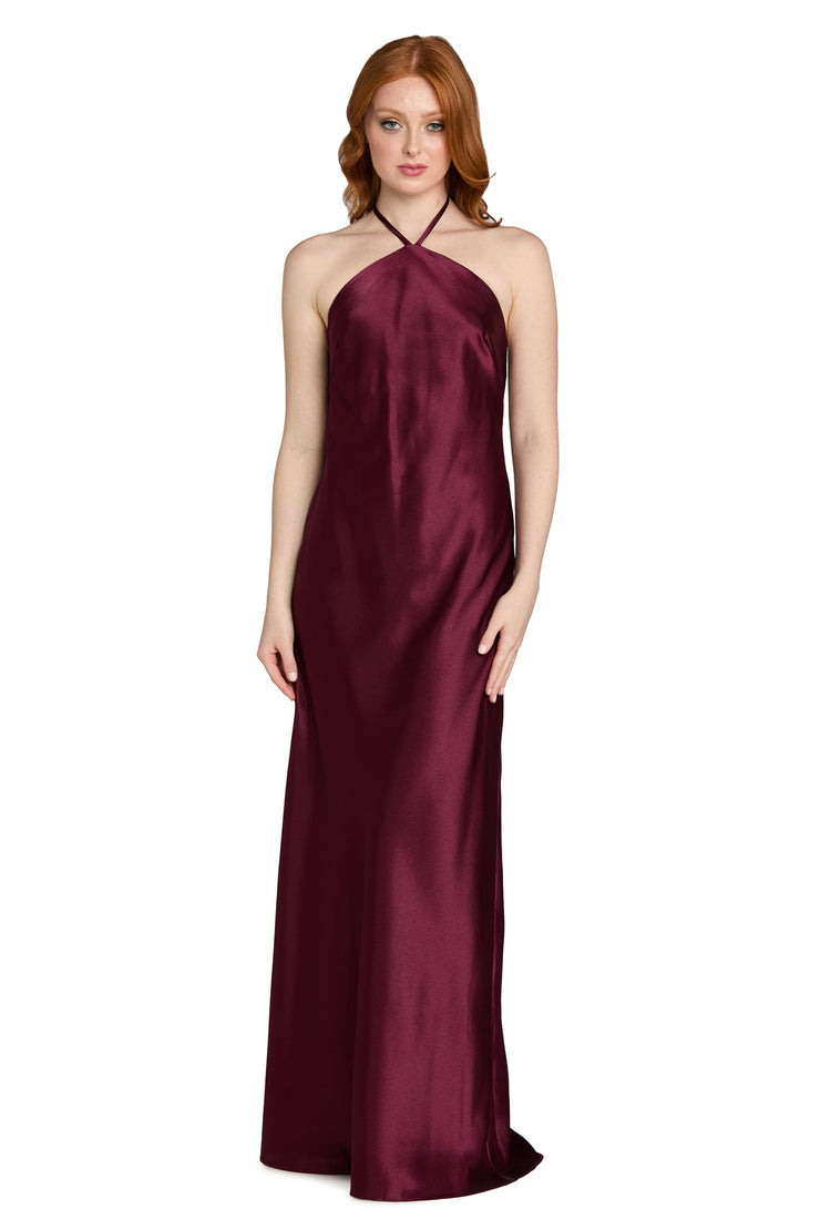 chinese dress ladies A-Line Midi Satin Burgundy Mother of The Bride Dress COCOMELODY CM0263, Veiled Rose main image 0