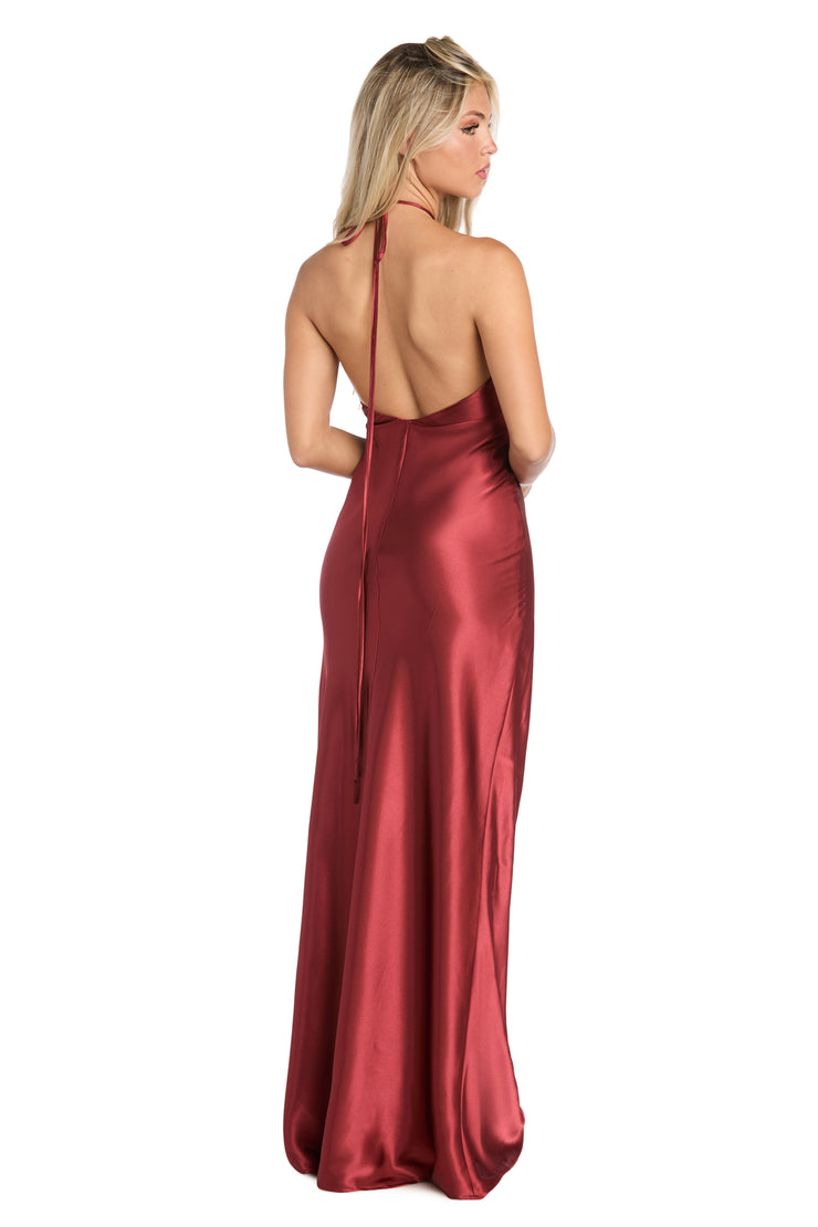 Lucia High Neck Satin Gown