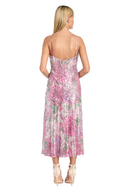 Floral Sequin Strapless Midi Dress