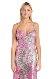 Floral Sequin Strapless Midi Dress